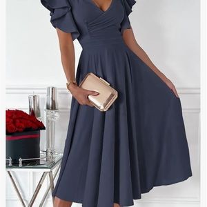 Navy Wedding Guest/ Graduation/ Cocktail Hour Medi Dress • Size Small